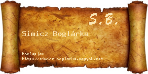 Simicz Boglárka névjegykártya